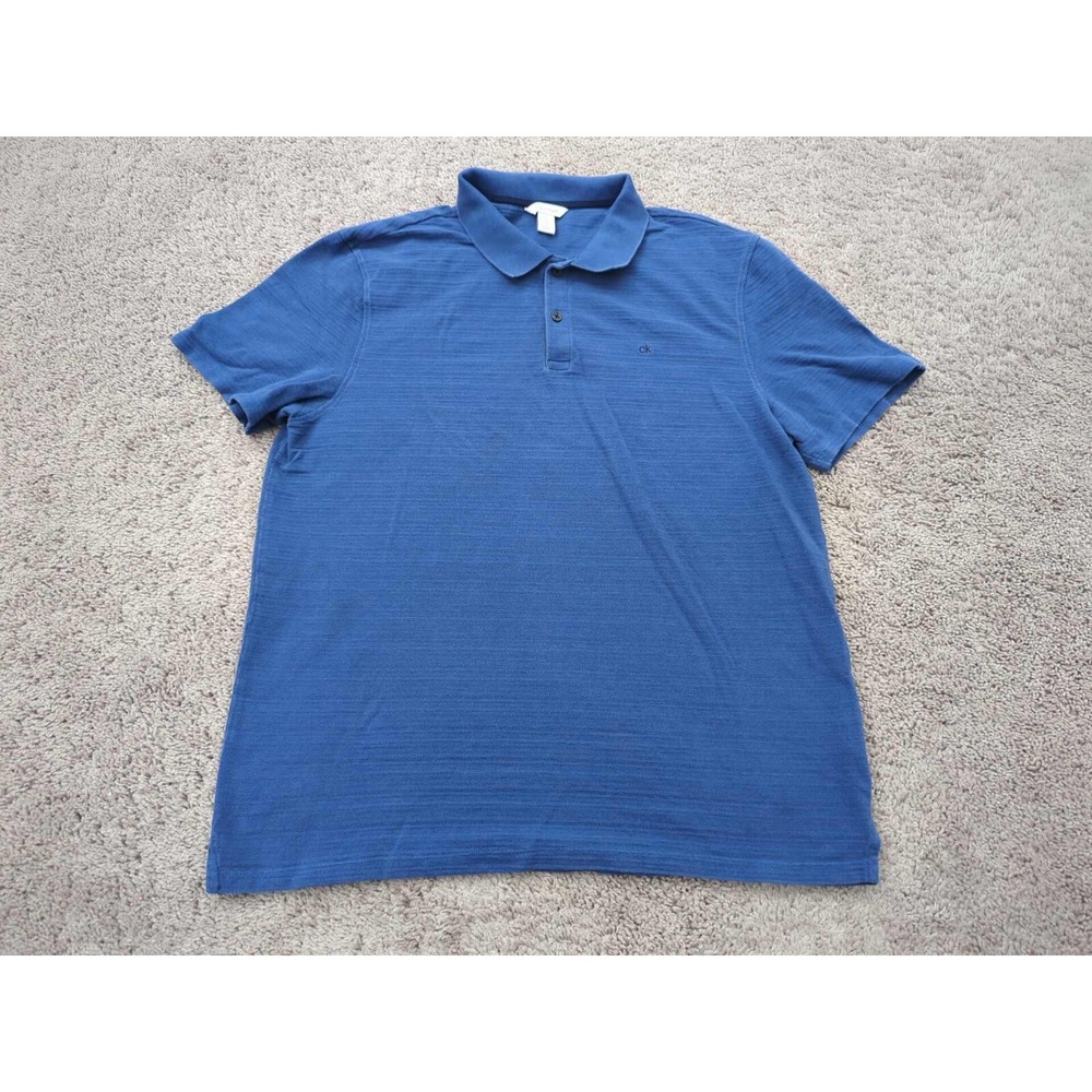 Calvin‎ Klein Polo Shirt Mens Large Blue Short Sleeve Golf Preppy Casual